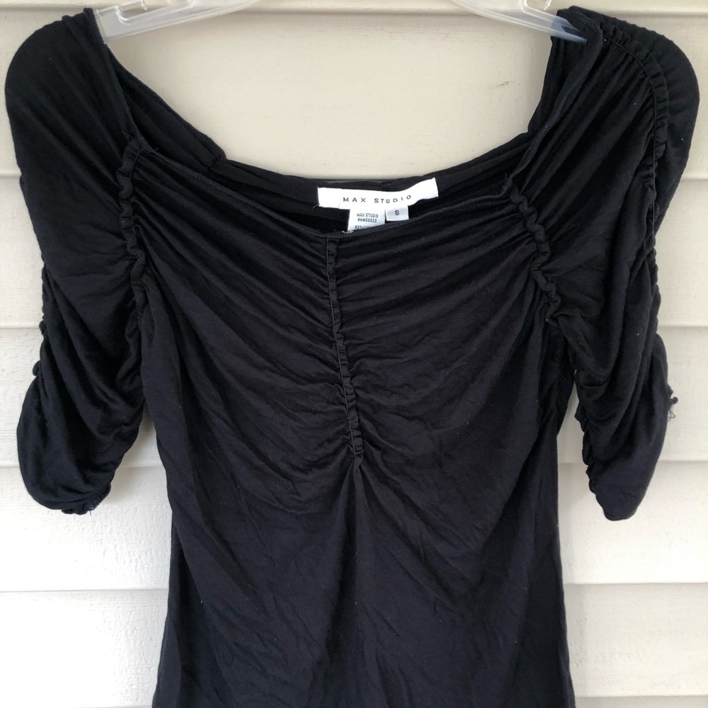 3/4 length sleeve stretch ruched top